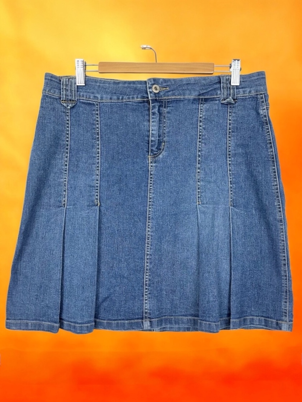 Vintage Carolina Blue High Rise Pleated Stretchy Medium Wash Denim Tennis Skirt